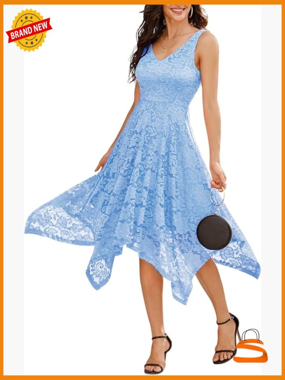 Lace Cocktail Party Dress Handkerchief Hem Bridesmaid Prom Formal